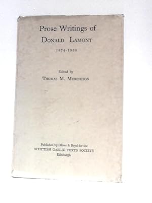 Imagen del vendedor de Prose Writings Of Donald Lamont a la venta por World of Rare Books