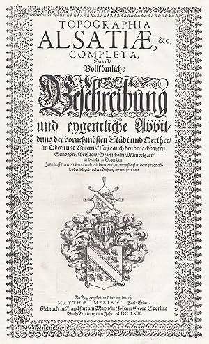 Bild des Verkufers fr Topographia Alsatiae." - Alsace Elsass Titel title Atlas Wappen zum Verkauf von Antiquariat Steffen Vlkel GmbH