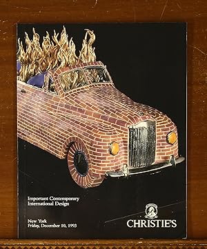 Christie's Auction Catalog: Important Contemporary International Design. New York, December 10, 1993