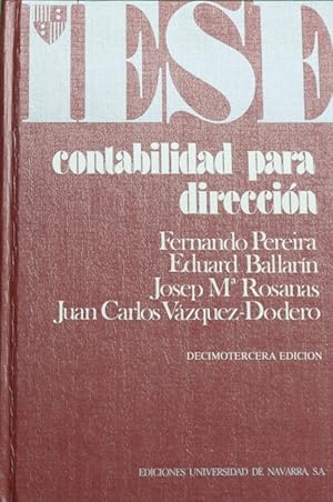 Bild des Verkufers fr Contabilidad para direccin zum Verkauf von Librera Alonso Quijano