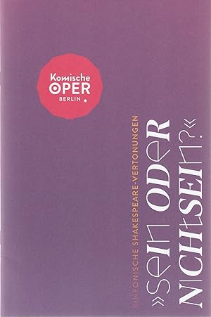 Bild des Verkufers fr Programmheft SEIN ODER NICHTSEIN ? 21. April 2023 zum Verkauf von Programmhefte24 Schauspiel und Musiktheater der letzten 150 Jahre