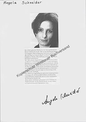 Bild des Verkufers fr Original Autogramm Angela Schneider /// Autograph signiert signed signee zum Verkauf von Antiquariat im Kaiserviertel | Wimbauer Buchversand