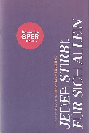 Bild des Verkufers fr Programmheft JEDER STIRBT FR SICH ALLEIN 11. November 2022 zum Verkauf von Programmhefte24 Schauspiel und Musiktheater der letzten 150 Jahre