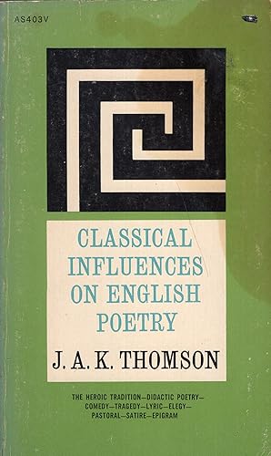 Seller image for Classical Influences on English Poetry for sale by A Cappella Books, Inc.