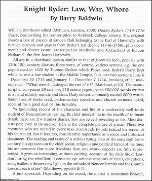 Seller image for Dudley Ryder's Diary. An original article from The British Diarist journal, 2005. for sale by Cosmo Books