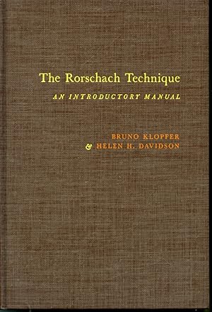 Immagine del venditore per The Rorschach Technique An Introductory Manual venduto da Librairie Le Nord