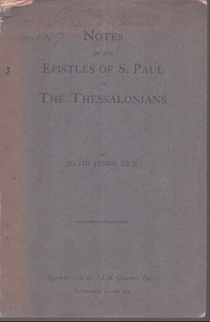 Bild des Verkufers fr NOTES ON THE EPISTLES OF S. PAUL TO THE THESSALONIANS zum Verkauf von Neil Shillington: Bookdealer/Booksearch