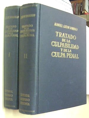 Bild des Verkufers fr Tratado de culpabilidad y de la culpa penal. Con especial referencia a los delitos de imprudencia. 2 tomos zum Verkauf von Librera La Candela