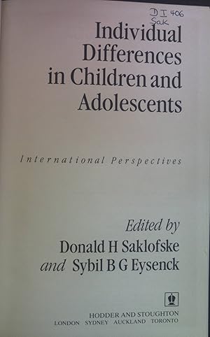 Seller image for Individual Differences in Children and Adolescents: International Perspectives. for sale by books4less (Versandantiquariat Petra Gros GmbH & Co. KG)