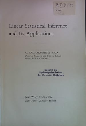 Image du vendeur pour Linear Statistical Inference and Its Applications. Wiley Series in Probability and Mathematical Statistics mis en vente par books4less (Versandantiquariat Petra Gros GmbH & Co. KG)