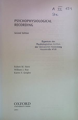 Bild des Verkufers fr Psychophysiological Recording. zum Verkauf von books4less (Versandantiquariat Petra Gros GmbH & Co. KG)