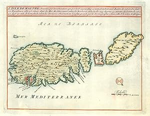 Kupferstich- Karte, anonym b. van der Aa, "LIsle de Malthe, possédée par les Chevaliers qui port...