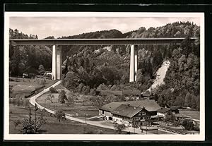 Ansichtskarte Weyarn, Mangfallbrücke mit Gasthaus Bruckmühle