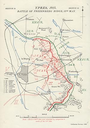 Bild des Verkufers fr Ypres, 1915. Battle of Frezenberg Ridge, 13th May [Battle of Ypres] zum Verkauf von Antiqua Print Gallery