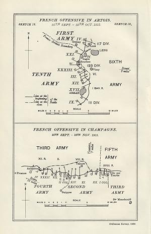 Bild des Verkufers fr French Offensive in Artois. 25th Sept-15th Oct. 1915. French Offensive in Champagne. 25th Sept-16th Nov 1915 [Battle of Artois & Battle of Champagne] zum Verkauf von Antiqua Print Gallery