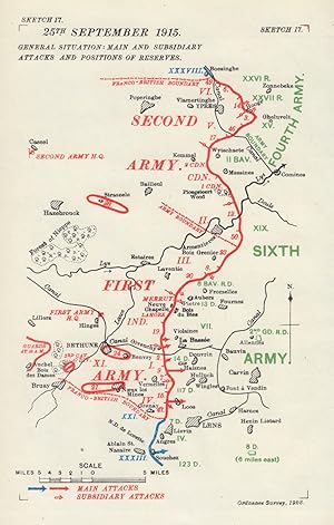 25th September 1915. General Situation: Main and Subsidiary Attacks and Positions of Reserves [We...