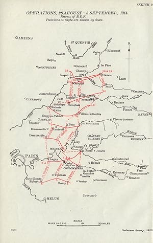 Operations, 28 August-5 September 1914. Retreat of B. E. F. [Battle the Frontiers]