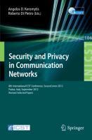 Bild des Verkufers fr Security and Privacy in Communication Networks zum Verkauf von moluna