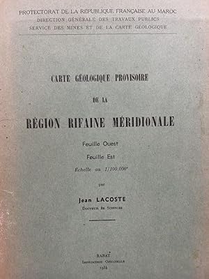 Bild des Verkufers fr Carte gologique provisoire de la rgion rifaine mridionale + Notice explicative zum Verkauf von LIBRAIRIE GIL-ARTGIL SARL