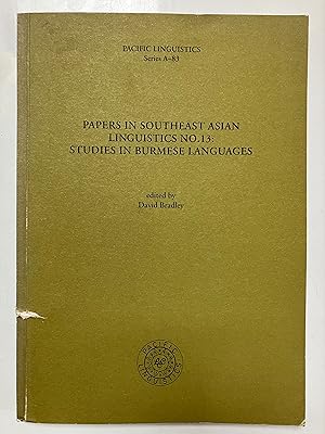 Seller image for Studies in Burmese languages [Pacific linguistics, no. 83, no. 13] for sale by Joseph Burridge Books