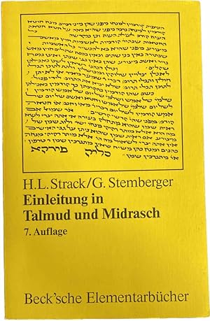 Bild des Verkufers fr Einleitung in Talmud und Midrasch. Siebente, vllig neu bearbeitete Auflage zum Verkauf von Antiquariaat Schot