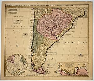 Carte du Paraguay, du Chili, Detroit des Magellan & Terre de Feu , dans l'Amerique Meridionale. Map