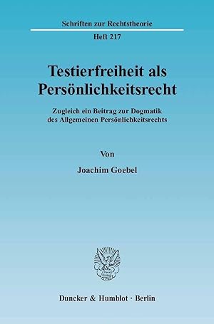 Seller image for Testierfreiheit als Persoenlichkeitsrecht for sale by moluna