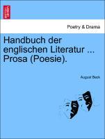 Bild des Verkufers fr Handbuch der englischen Literatur . Prosa (Poesie). zum Verkauf von moluna