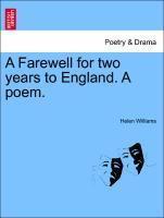 Bild des Verkufers fr A Farewell for two years to England. A poem. zum Verkauf von moluna