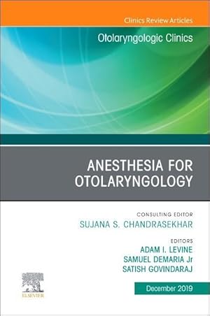 Seller image for Anesthesia in Otolaryngology, an Issue of Otolaryngologic Clinics of North America for sale by moluna