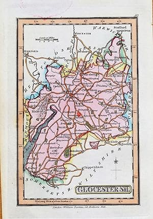 Antique Map GLOUCESTERSHIRE, Darton Original Hand Coloured Miniature County Map 1822