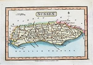 Antique Map SUSSEX, Darton Hand Coloured Original Miniature c1822