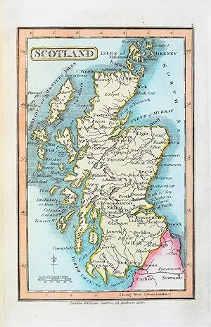 Antique Map SCOTLAND & ISLANDS Darton Hand Coloured Original Miniature c 1822