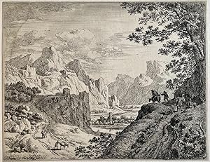 Antique print, etching I Suite de dix paysages, published 1763, 1 p.