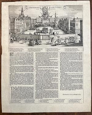 Broadsheet 1618 | D'Arminiaensche Schans tot Leyden (The Arminian redoubt at Leiden 1618), with l...