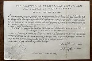 Antique publication Utrecht | Diploma van lidmaatschap bij Het Provinciale Utrechtsche genootscha...