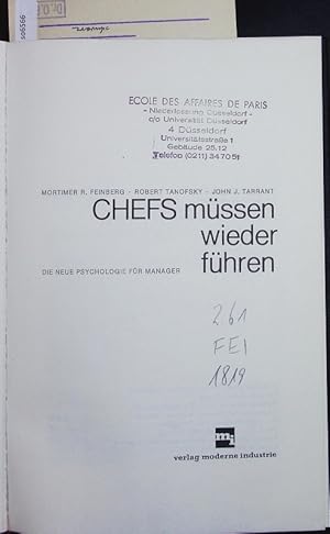 Imagen del vendedor de Chefs mssen wieder fhren. Die neue Psychologie fr Manager. a la venta por Antiquariat Bookfarm