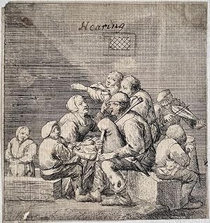 Antique print, etching I Hearing (Allegory van gehoor), published ca. 1650, 1 p.