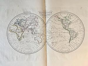 Imagen del vendedor de [Cartography World 1854] Mappemonde en deux hmisphres 1854, Hmisphere Oriental and Occidental, 1 p. a la venta por Antiquariaat Arine van der Steur / ILAB