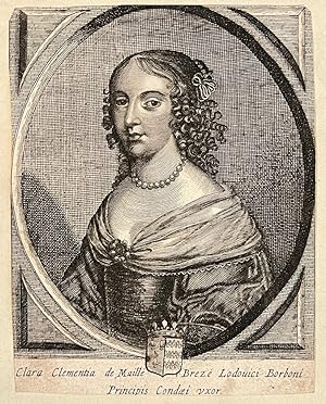 Antique portrait print ca 1670 | Portrait of Clara Clementia de Maille Breze 1628-1694 (Condé, Cl...