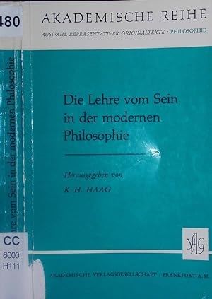 Bild des Verkufers fr Die Lehre vom Sein in der modernen Philosophie. zum Verkauf von Antiquariat Bookfarm