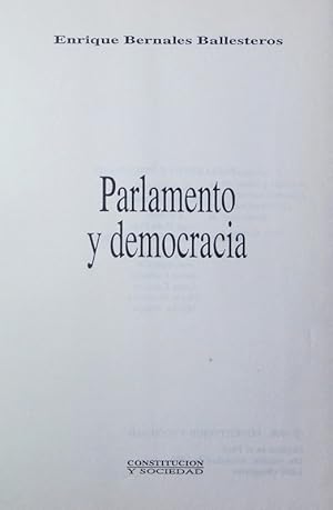 Immagine del venditore per Parlamento y democracia. venduto da Antiquariat Bookfarm