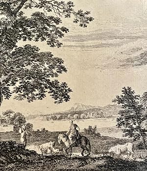 Antique print, etching I Landscape with a ruined castle, published ca. 1775, 1 p.