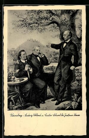 Bild des Verkufers fr Ansichtskarte Weinsberg, Ludwig Uhland und Gustav Schwab bei Justinus Kerner zum Verkauf von Bartko-Reher