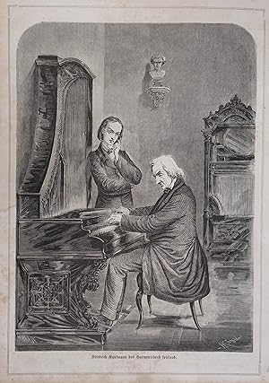 Friedrich Kaufmann das Harmonichord spielend. Holzstich v. W. Haase nach König aus "Die Gartenlau...