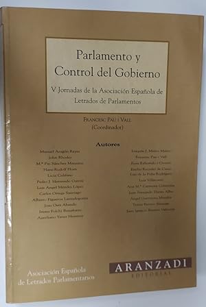 Seller image for Parlamento y control de gobierno : V Jornadas de la Asociacin de Letrados del Parlamento (Cartagena, 17, 18 y 19 de septiembre, 1997) for sale by La Leona LibreRa