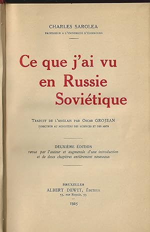 Imagen del vendedor de CE QUE J'AI VU EN RUSSIE SOVIETIQUE a la venta por Librairie l'Aspidistra