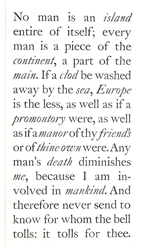 Immagine del venditore per No Man is an Island: A selection from the prose of John Donne, Folio Society venduto da M Godding Books Ltd