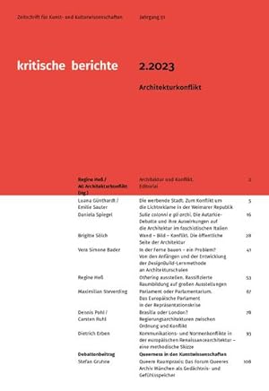 Seller image for Kritische Berichte : Zeitschrift fr Kunst- und Kulturwissenschaften / Jahrgang 51, Heft 2.2023 : Architekturkonflikt for sale by AHA-BUCH GmbH