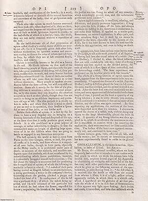 Bild des Verkufers fr Opium; the juice of the papaver album, or white poppy. Brought to us in cakes from eight ounces to a pound weight. A rare original article from the Encyclopaedia Britannica, Edinburgh Edition 1797. zum Verkauf von Cosmo Books